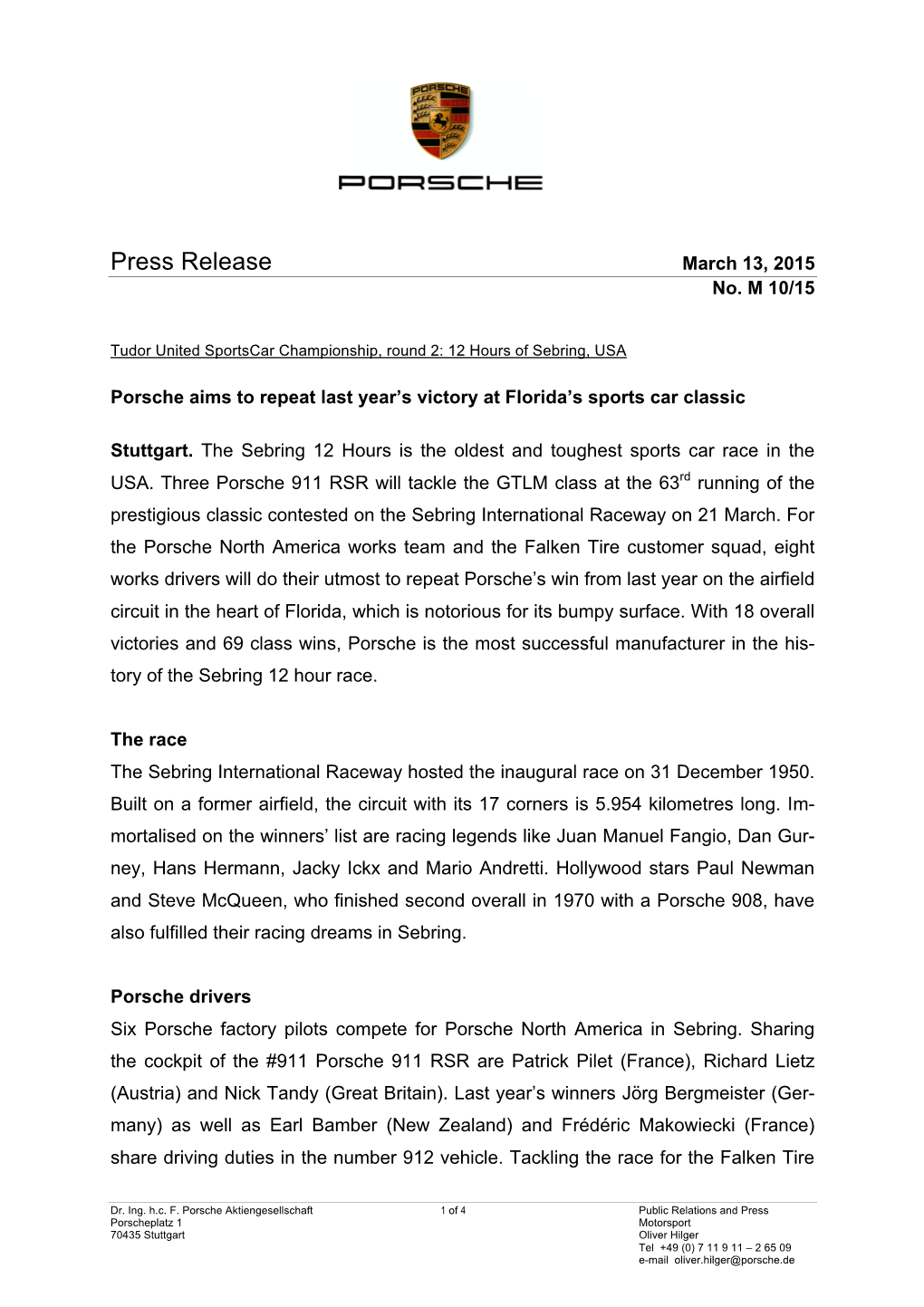 Press Release March 13, 2015 No