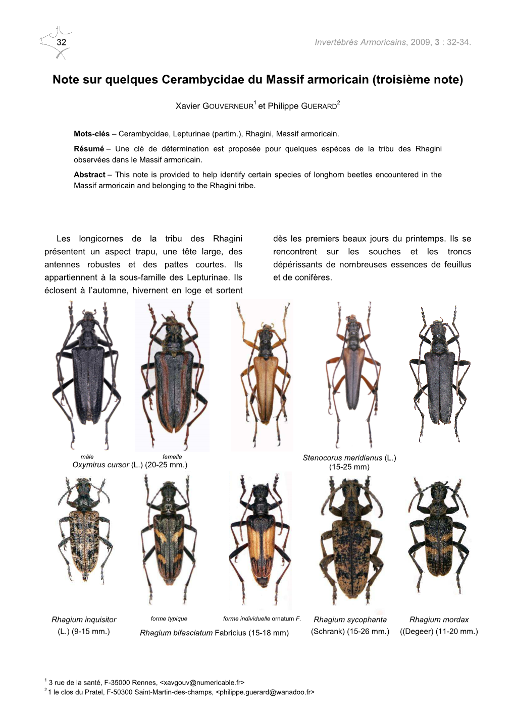 Note Sur Quelques Cerambycidae Du Massif Armoricain (Troisième Note)