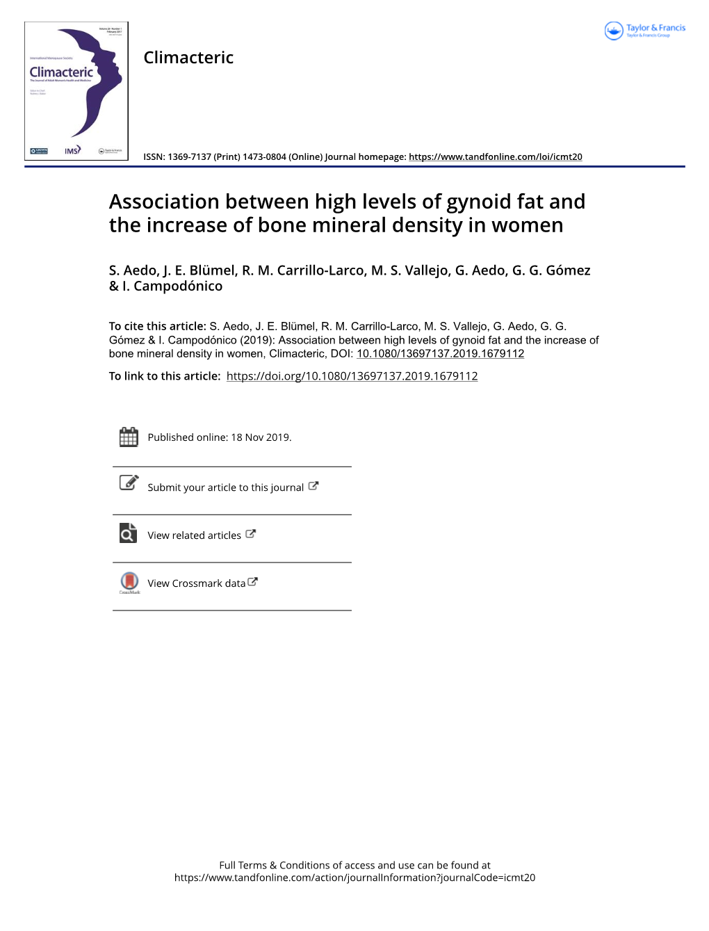 Association Between High Levels of Gynoid Fat and the Increase of Bone Mineral Density in Women