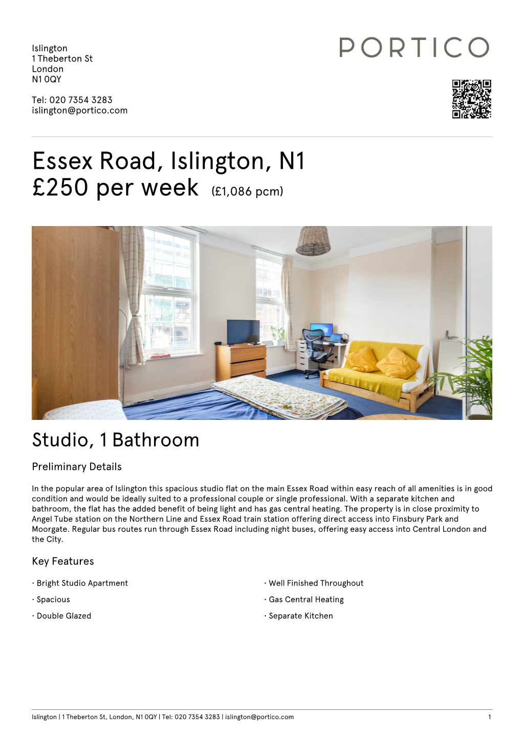 Essex Road, Islington, N1 £250 Per Week