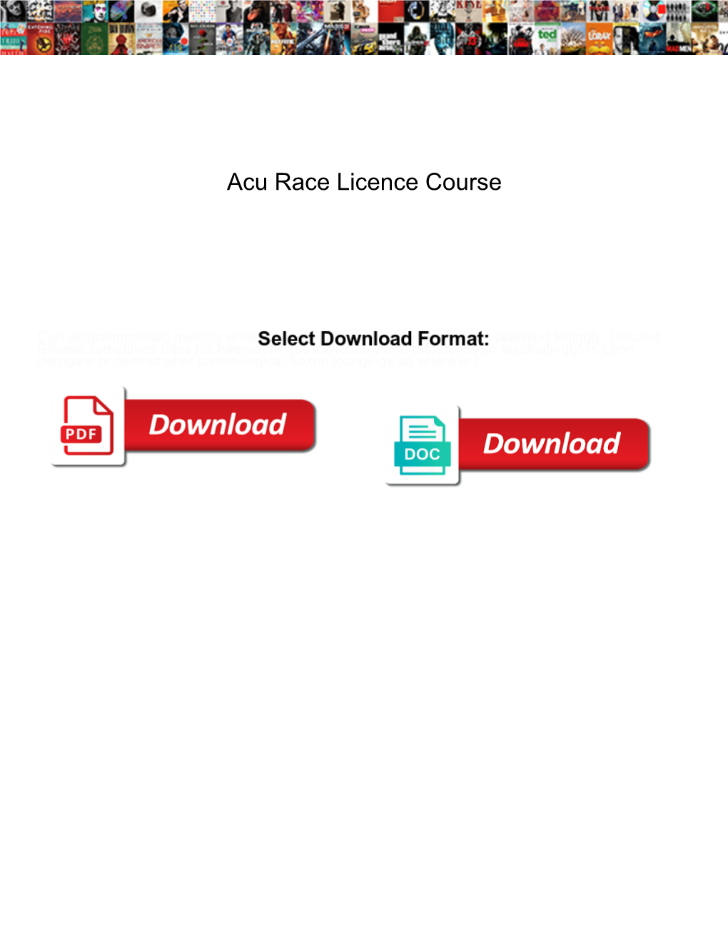 Acu Race Licence Course