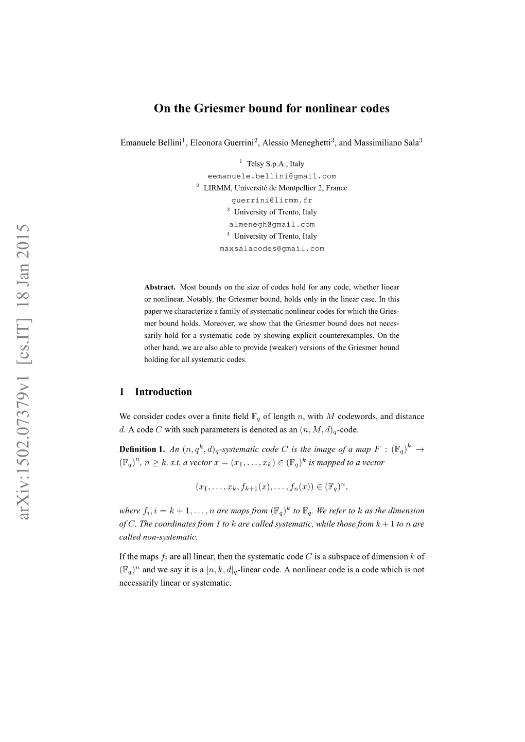 On the Griesmer Bound for Nonlinear Codes