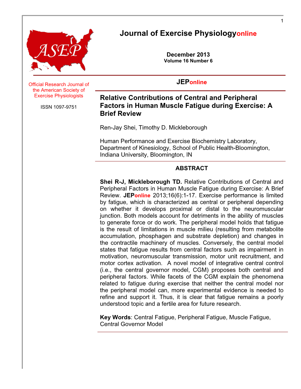 Journal of Exercise Physiologyonline