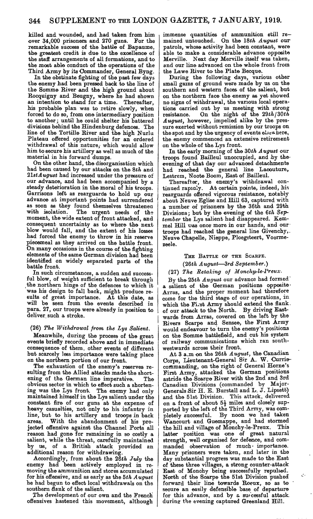 344 Supplement to the London Gazette, 7 January, 1919