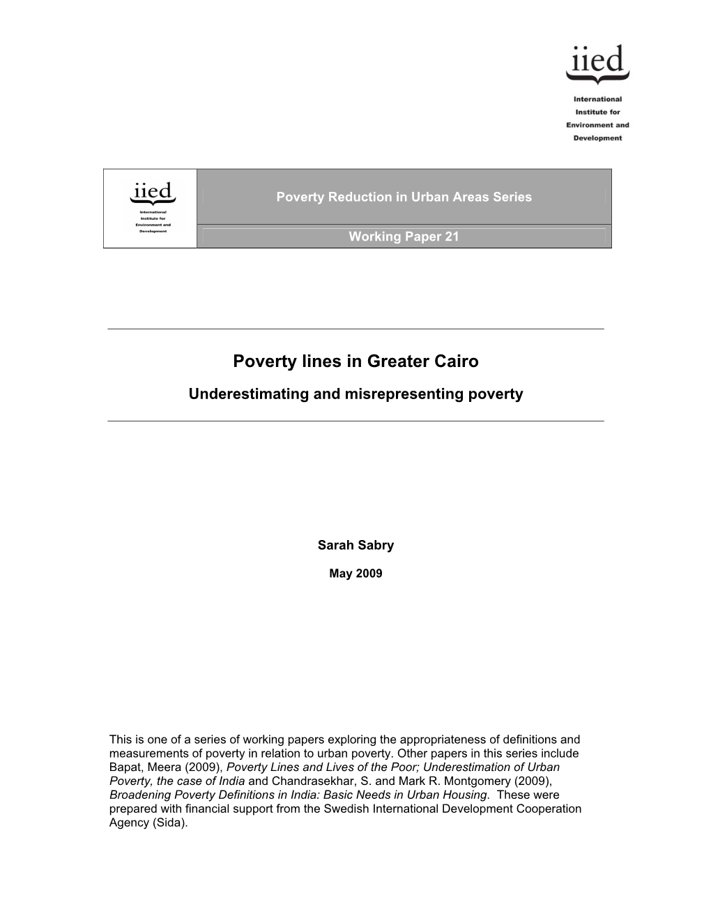 Poverty Lines in Greater Cairo