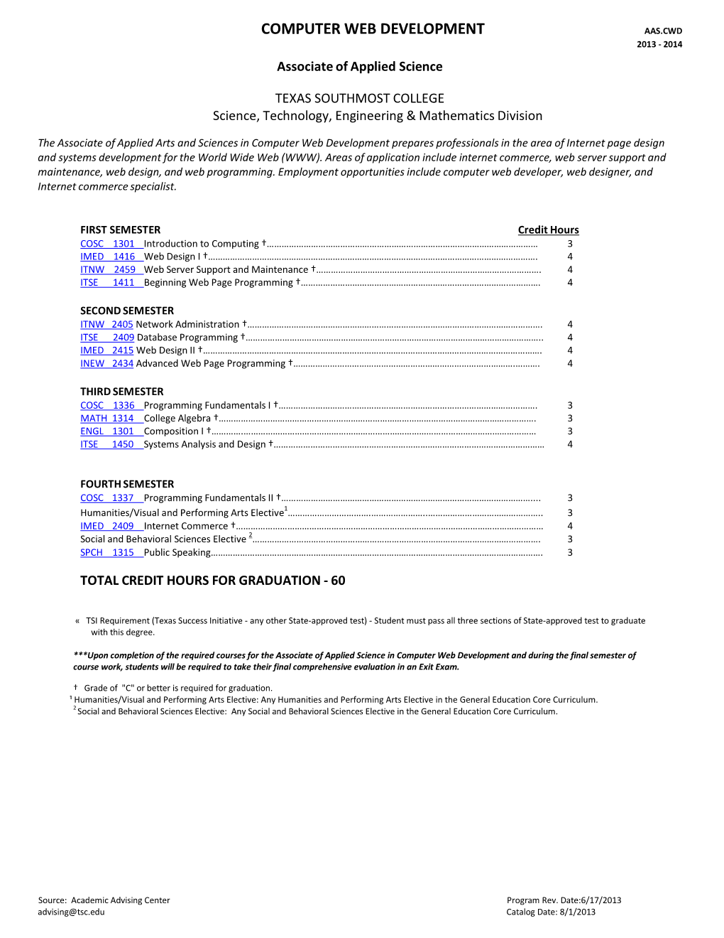 Computer Web Development Aas.Cwd 2013 - 2014