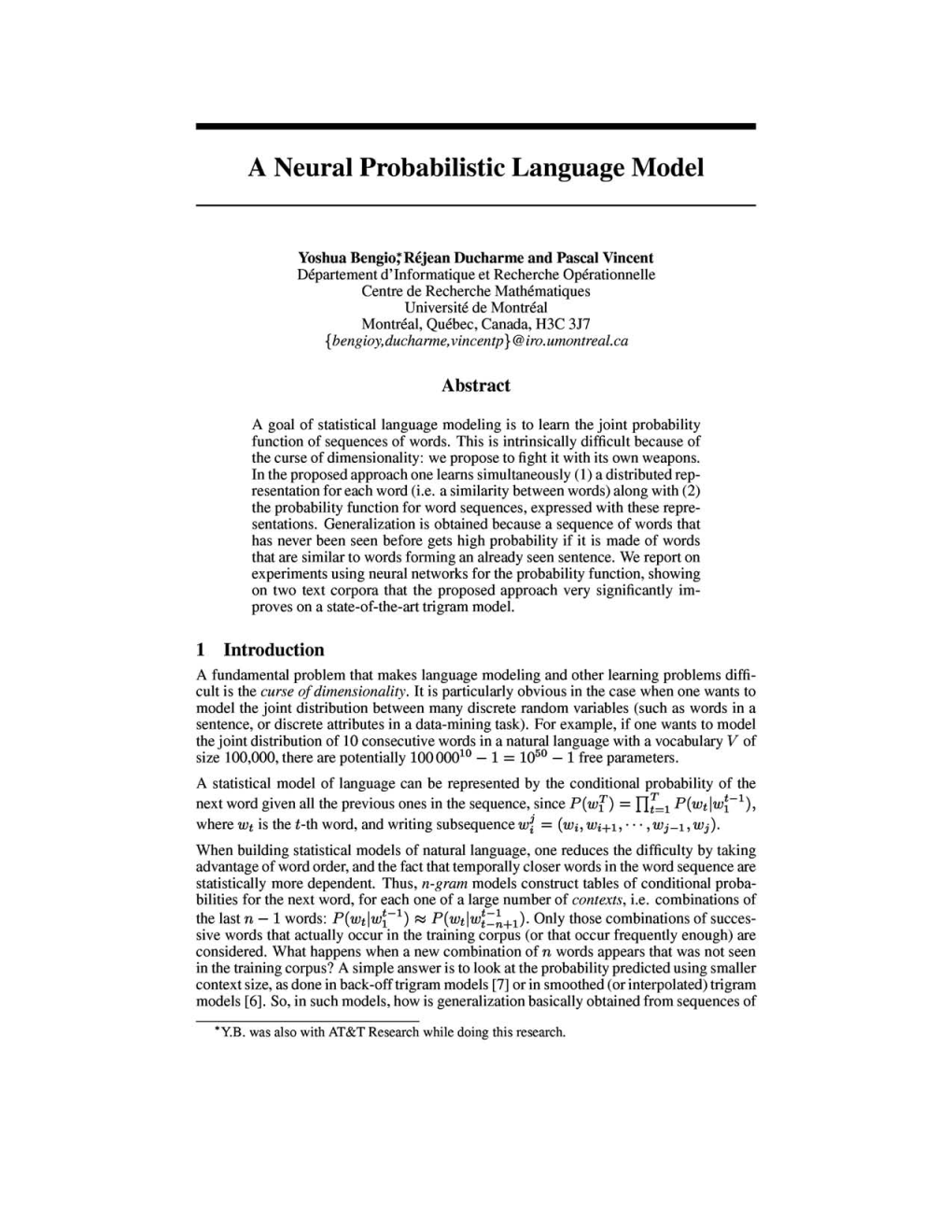 A Neural Probabilistic Language Model