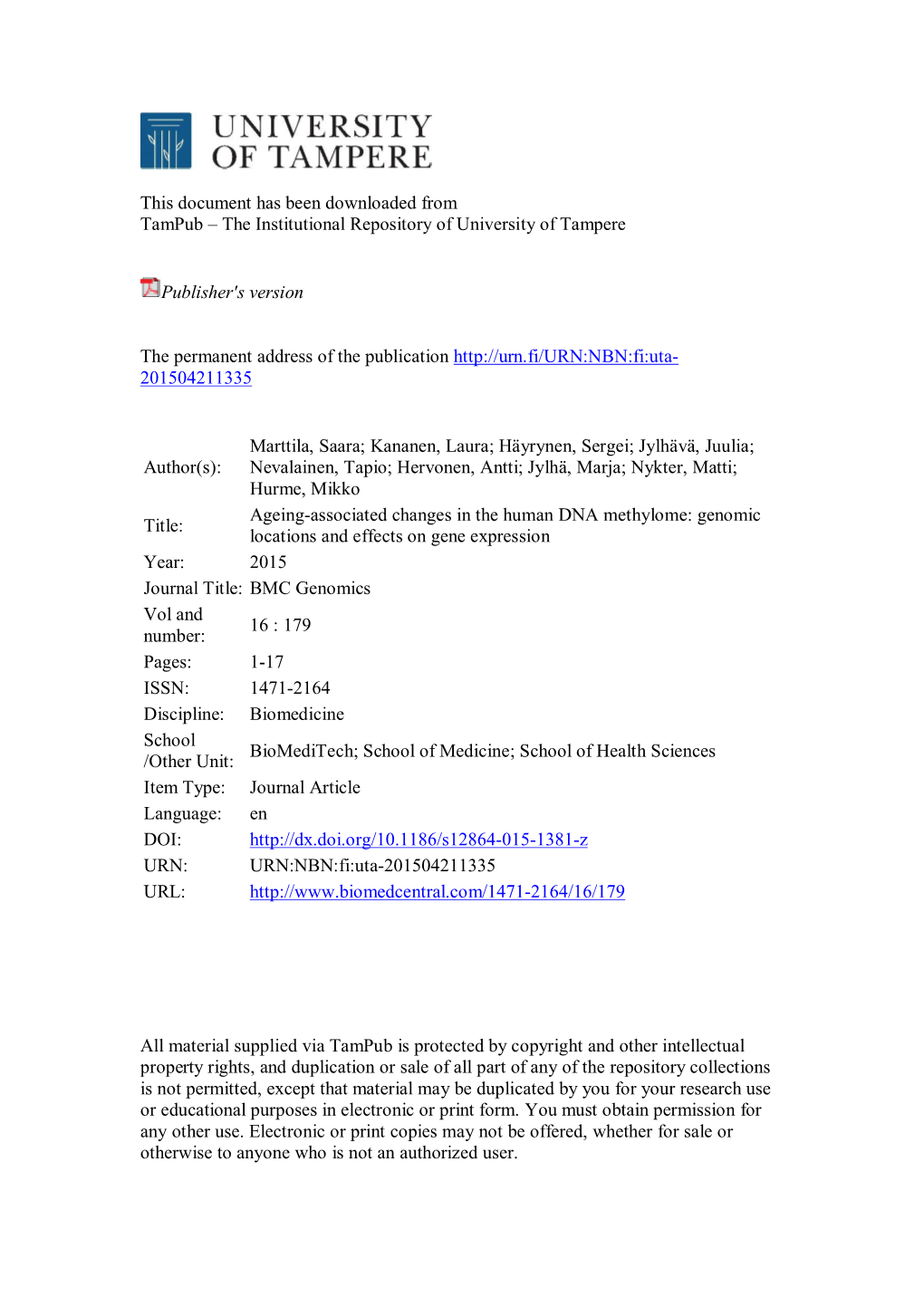 Ageing-Associated Changes in the Human DNA Methylome: Genomic