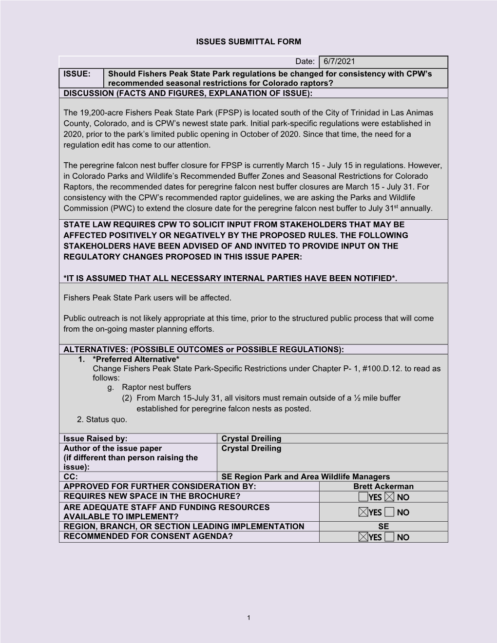 6/7/2021 ISSUE: Should Fishers Peak State