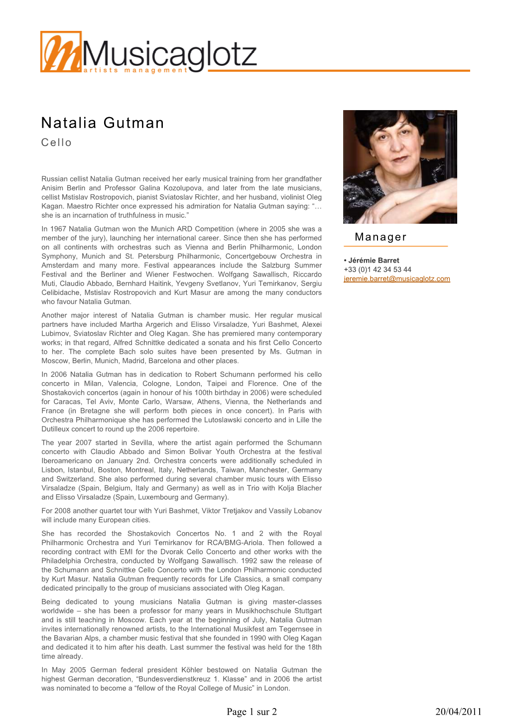 Natalia Gutman Cello