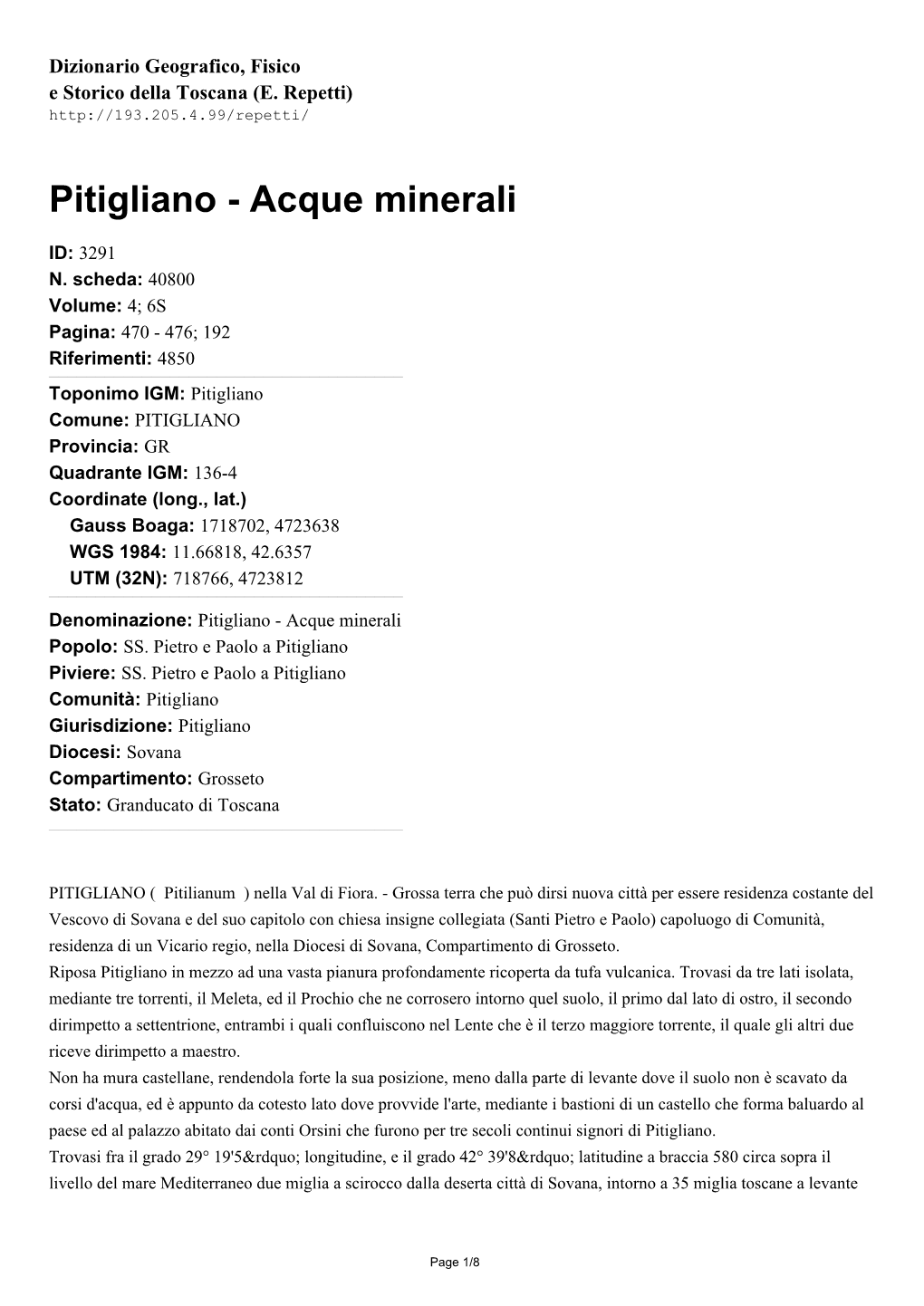 Pitigliano - Acque Minerali