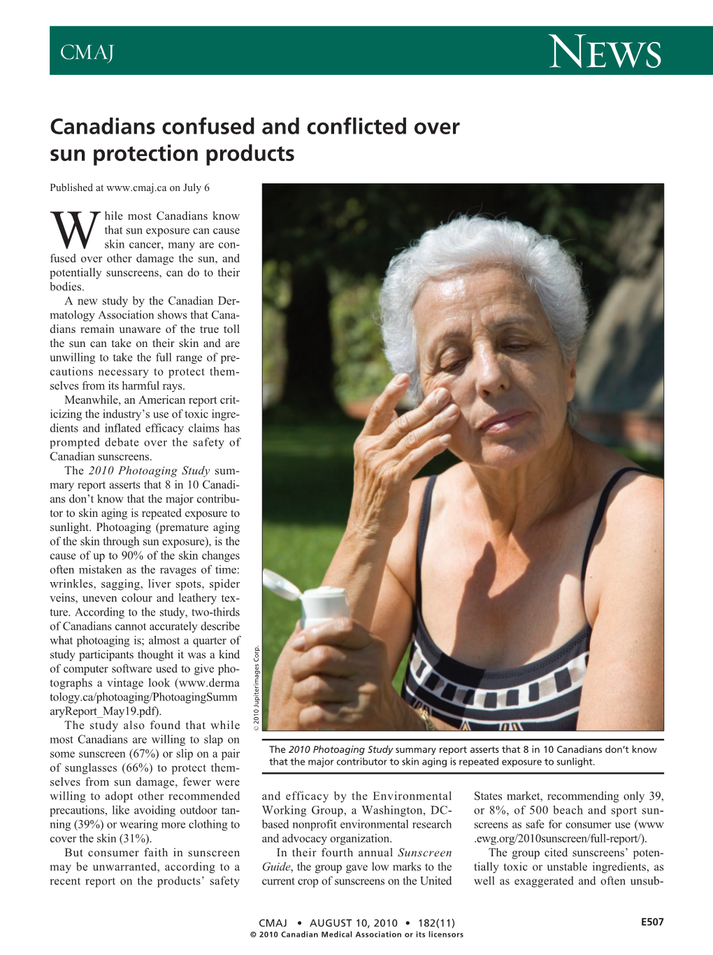 CMAJ Canadians Confused and Conflicted Over Sun Protection Products