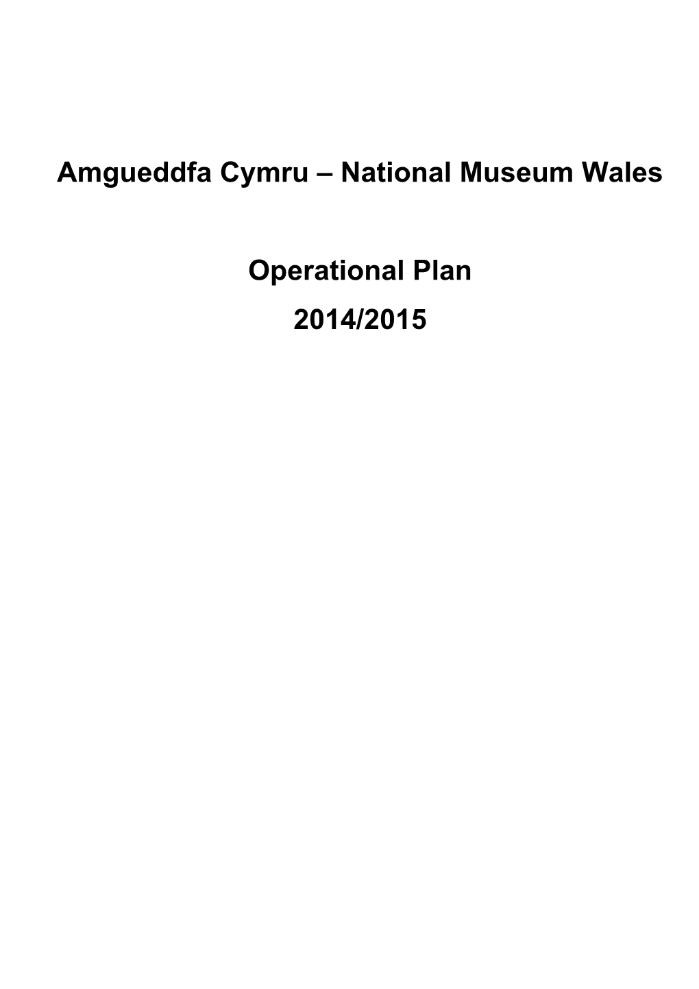 National Museum Wales Operational Plan 2014-15