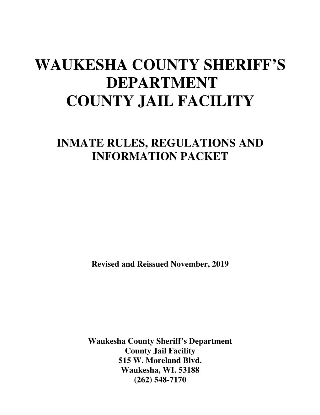 Waukesha County Sheriff's Department County Jail