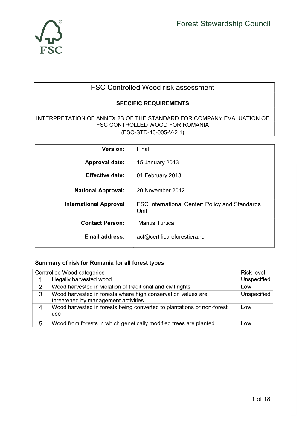 Forest Stewardship Council