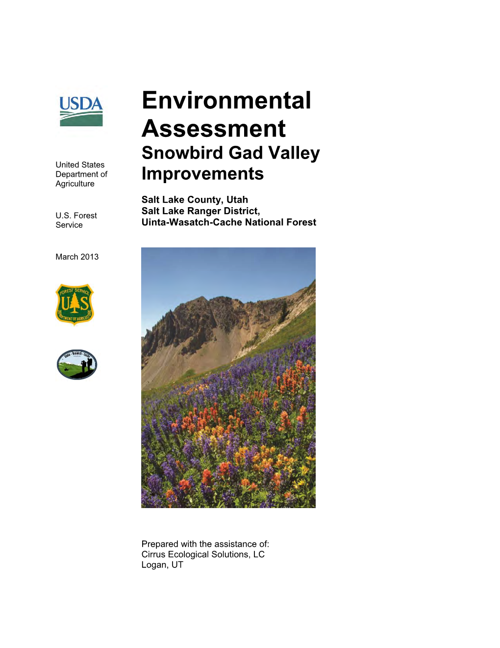 Environmental Assessment Snowbird Gad Valley Improvements