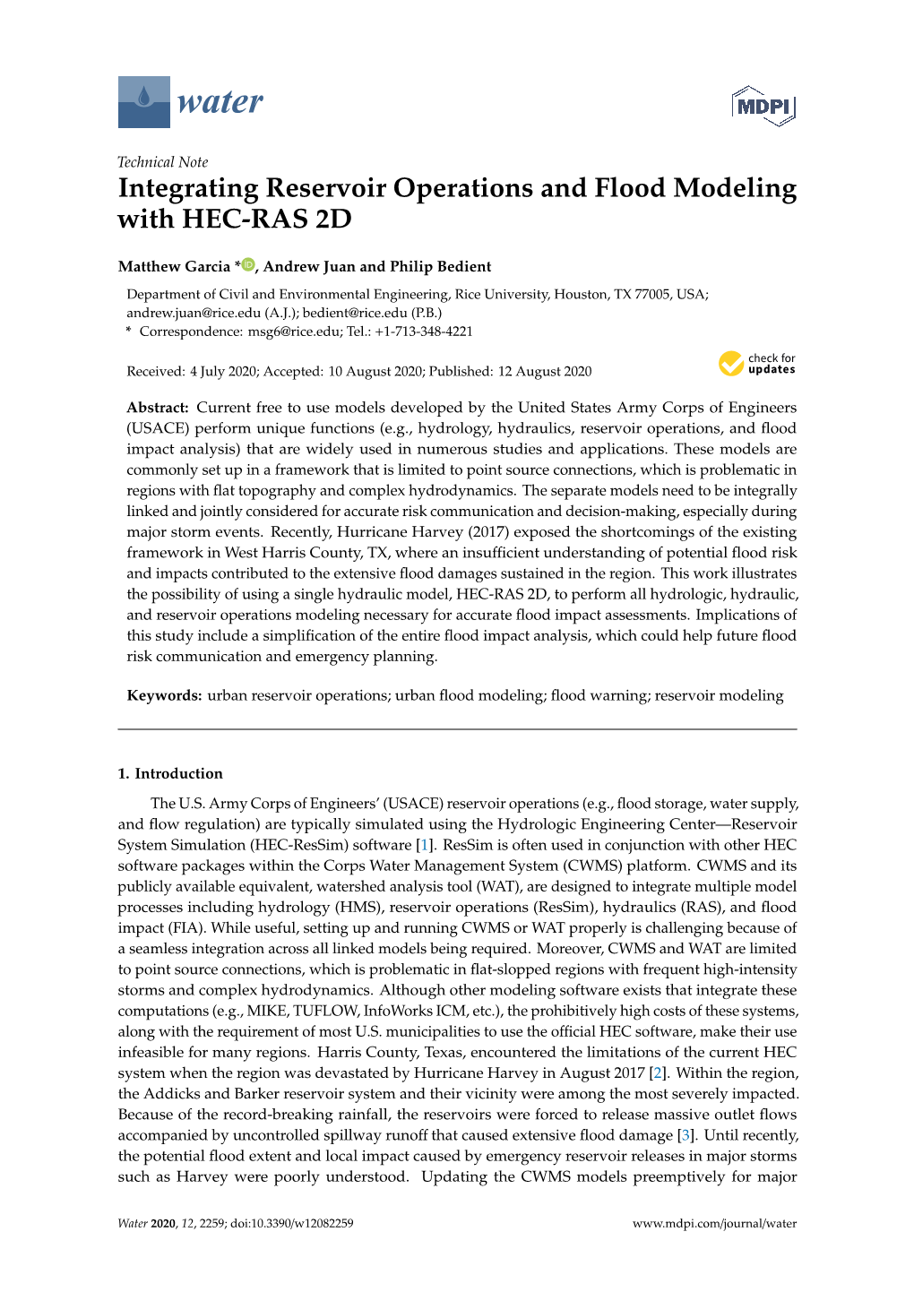 Integrating Reservoir Operations and Flood Modeling with HEC-RAS 2D