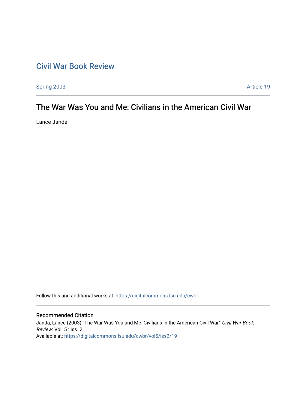 Civilians in the American Civil War