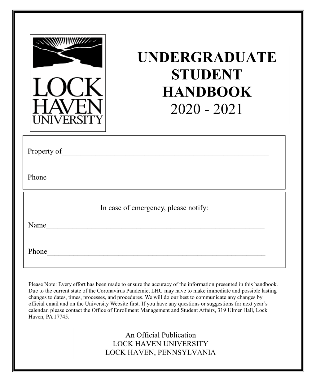 Undergraduate Student Handbook 2020