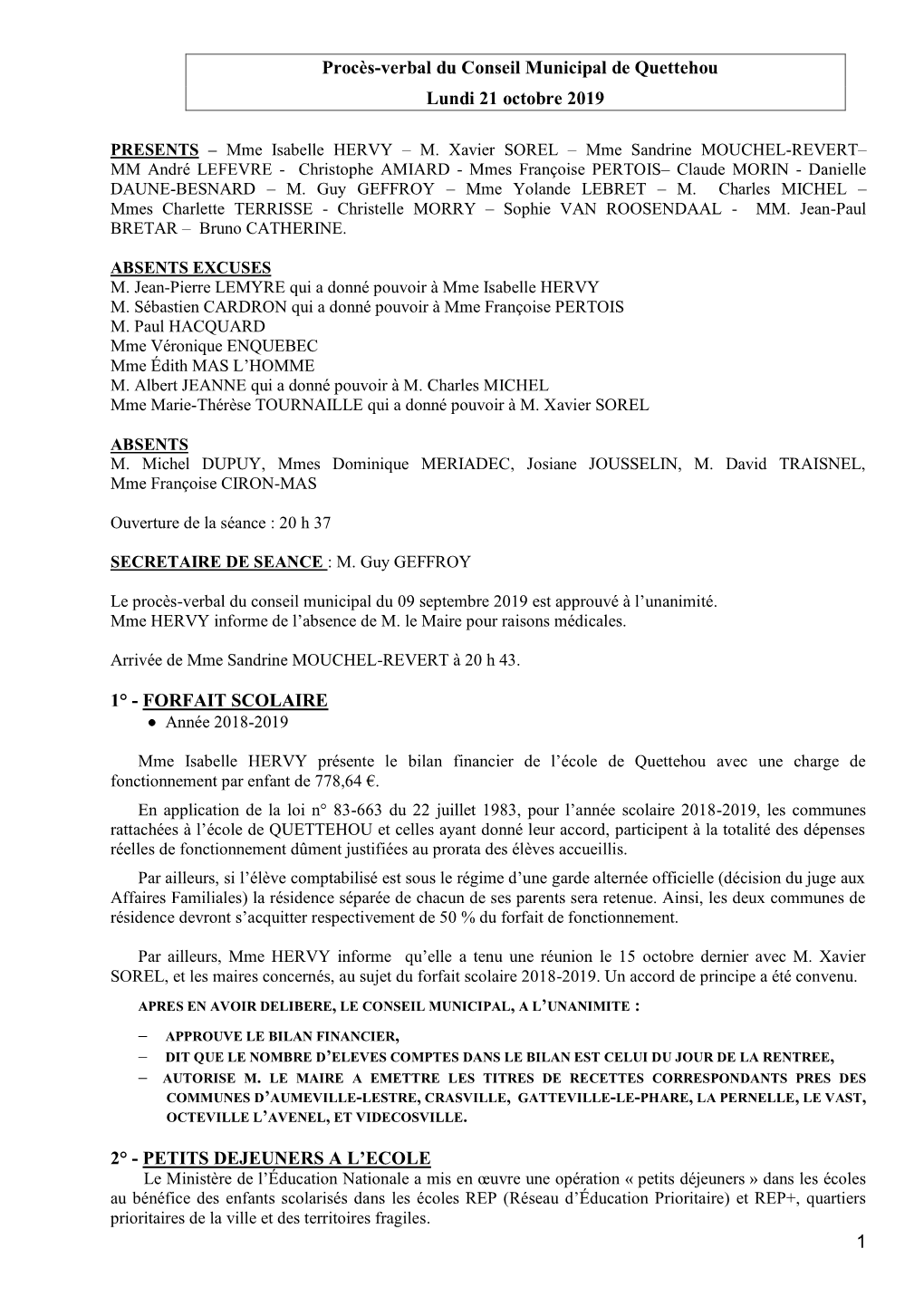 Réunion Du Conseil Municipal