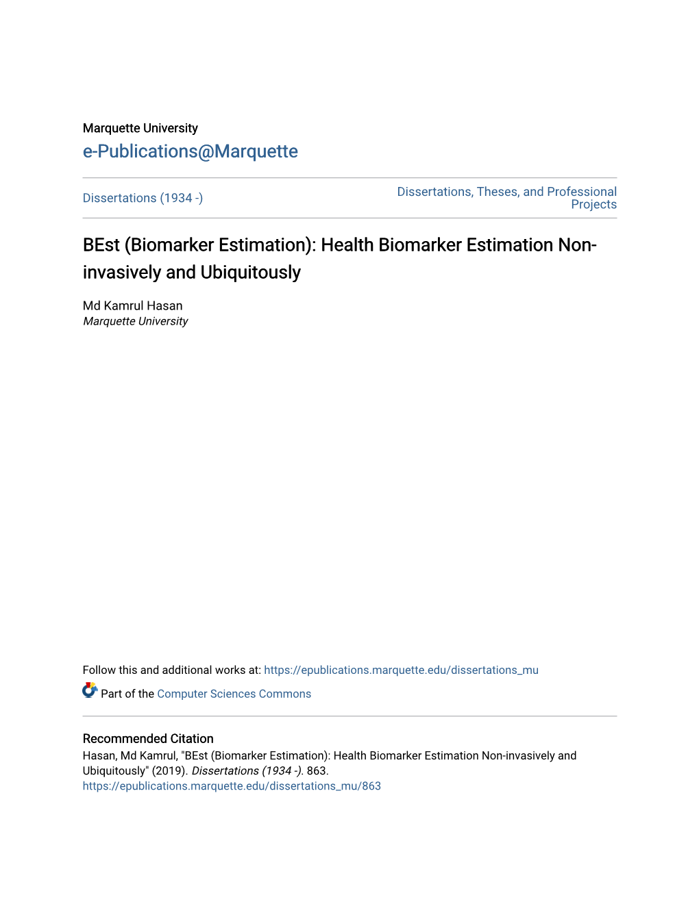 Biomarker Estimation): Health Biomarker Estimation Non- Invasively and Ubiquitously