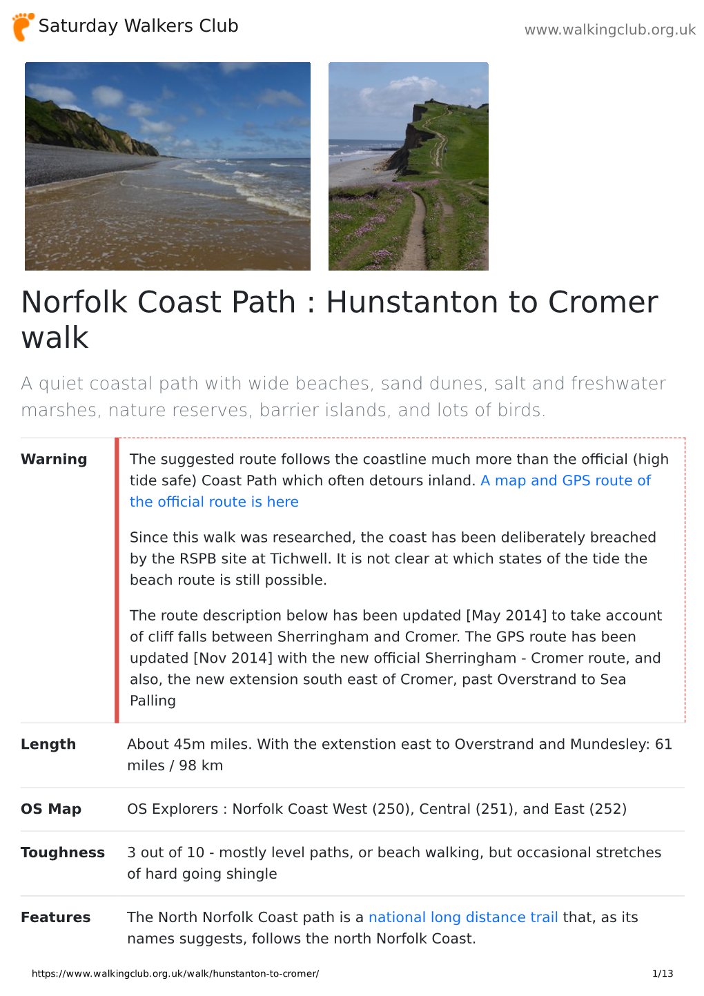 Norfolk Coast Path : Hunstanton to Cromer Walk