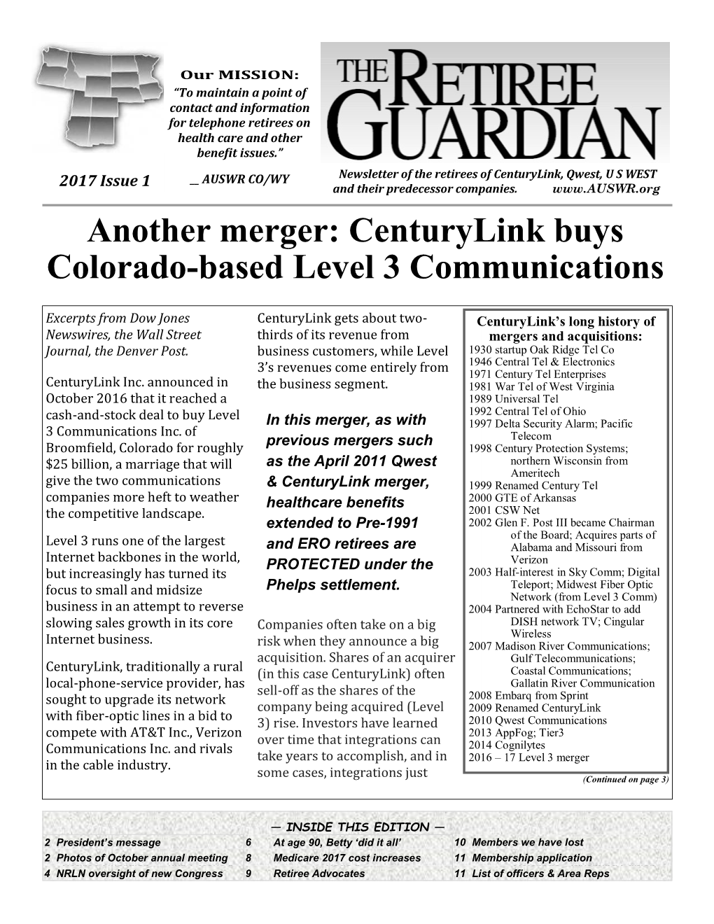 Another Merger: Centurylink Buys Colorado-Based Level 3 Communications