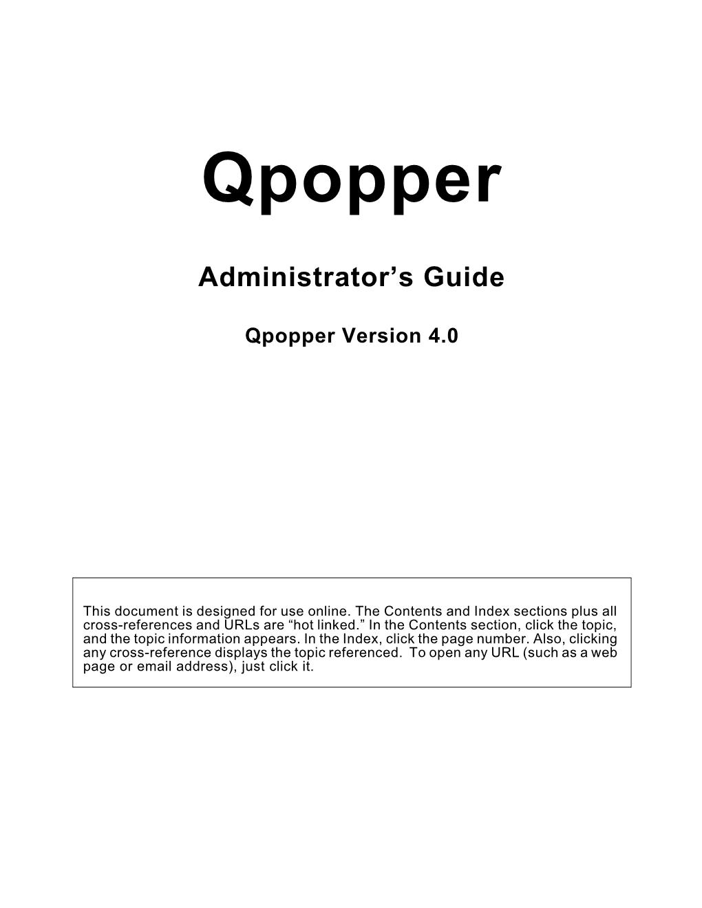 Qpopper Administrator's Guide