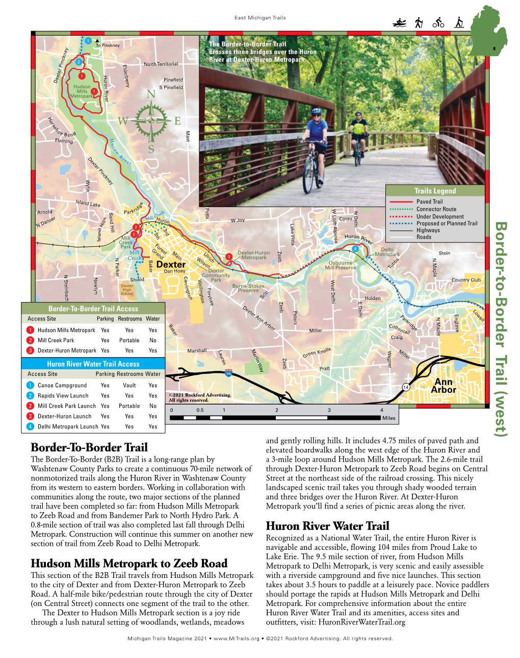 Border-To-Border Trail Jennings 5 Mile Crosses Three Bridges Over the Huron