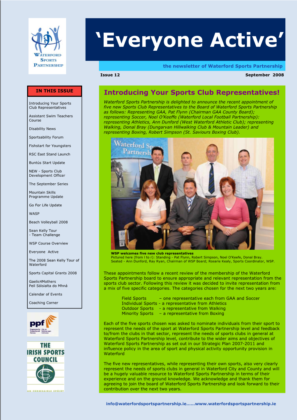 Newsletter of Waterford Sports Partnership