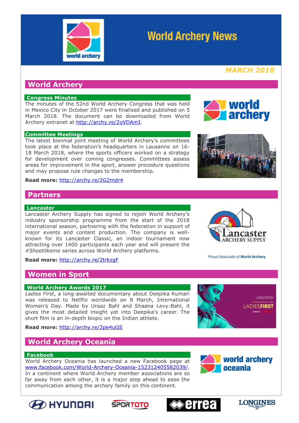 March 2018 World Archery News Page 2