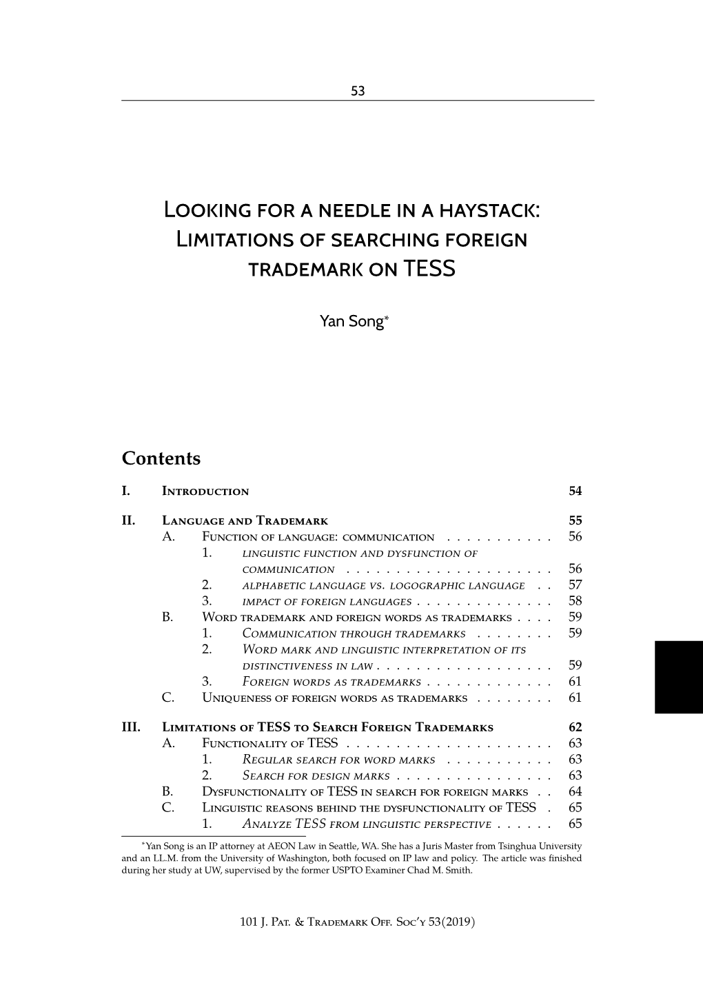 Looking for a Needle in a Haystack: Limitations of Searching Foreign Trademark on Tess