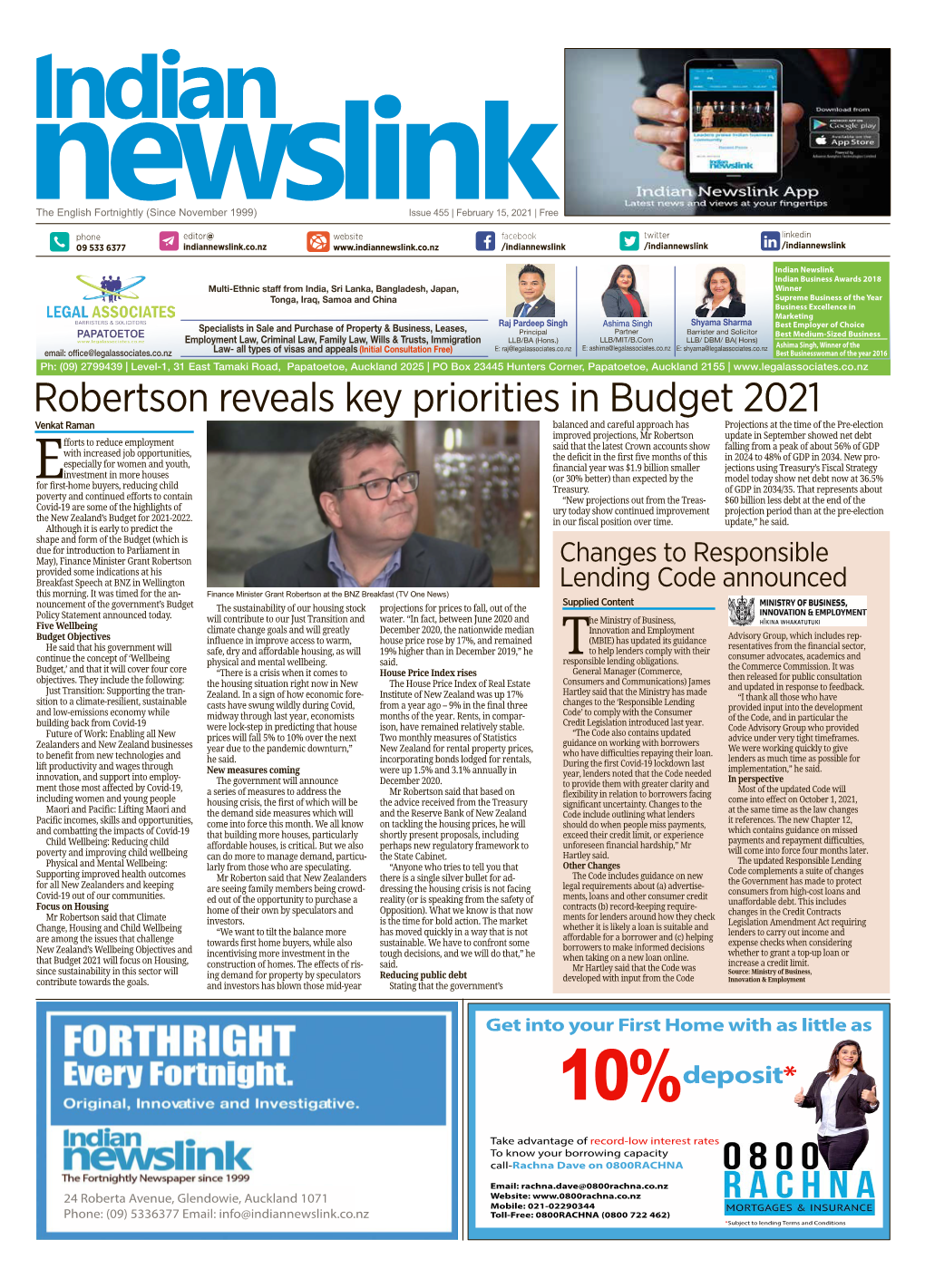Robertson Reveals Key Priorities in Budget 2021
