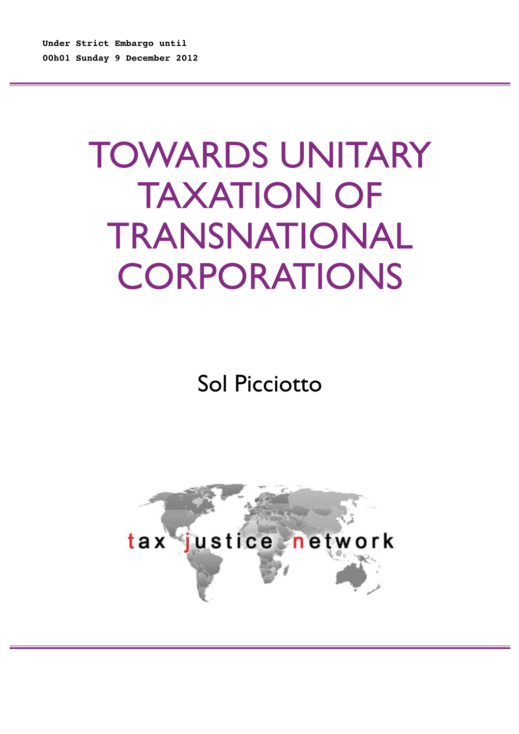 Unitary Taxation of Transnational Corporations
