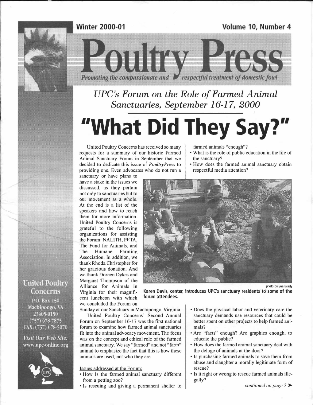 UPC Winter 2000-2001 Poultry Press