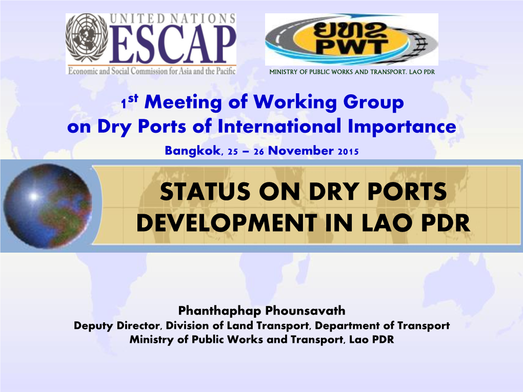 Status on Dry Ports Development in Lao Pdr