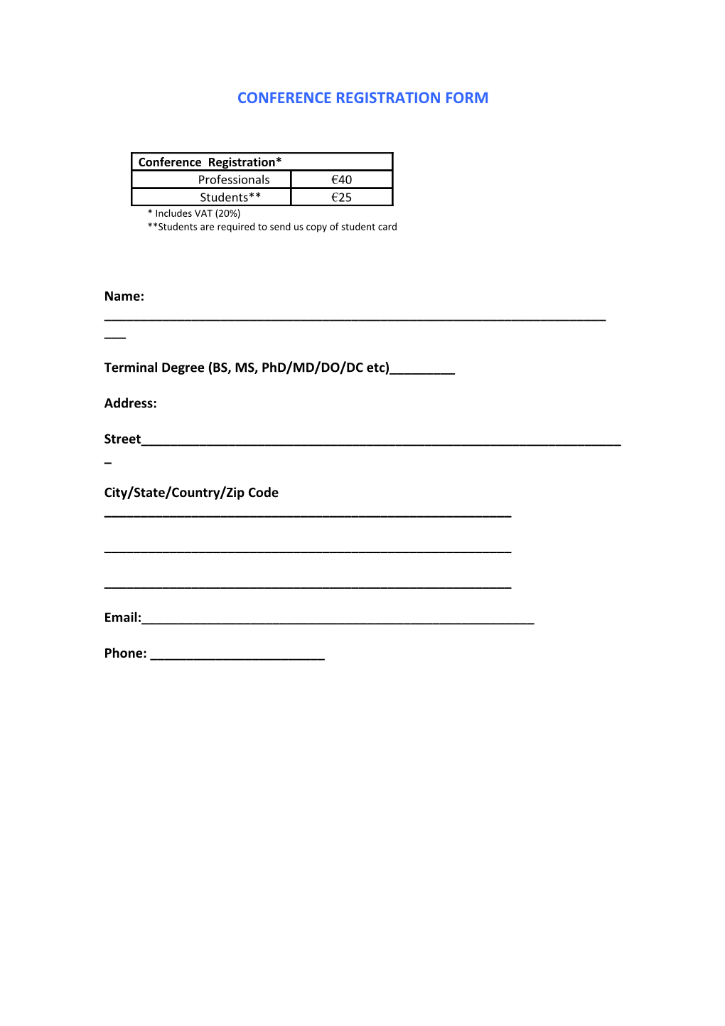 Conference Registration Form