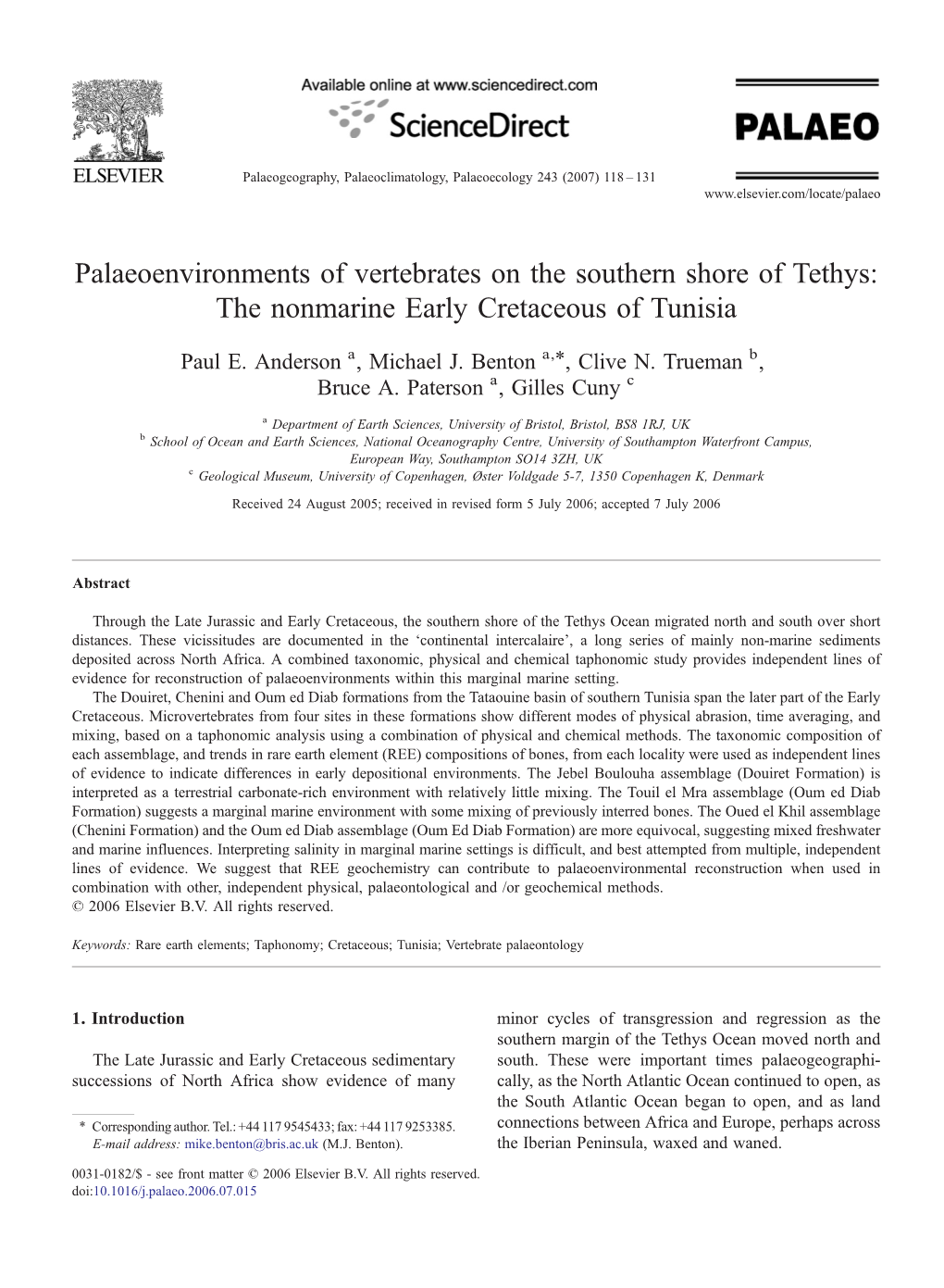 The Nonmarine Early Cretaceous of Tunisia ⁎ Paul E