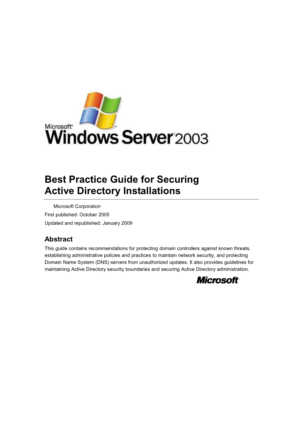 Best Practice Guide for Securing Active Directory Installations