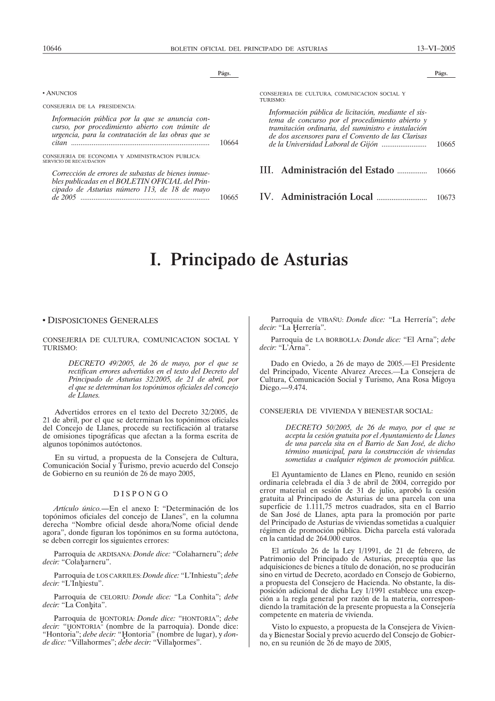 I. Principado De Asturias