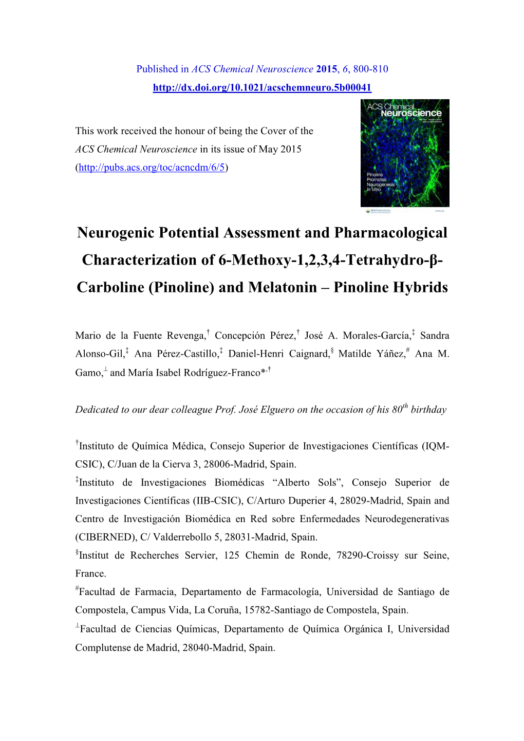 Carboline (Pinoline) and Melatonin – Pinoline Hybrids