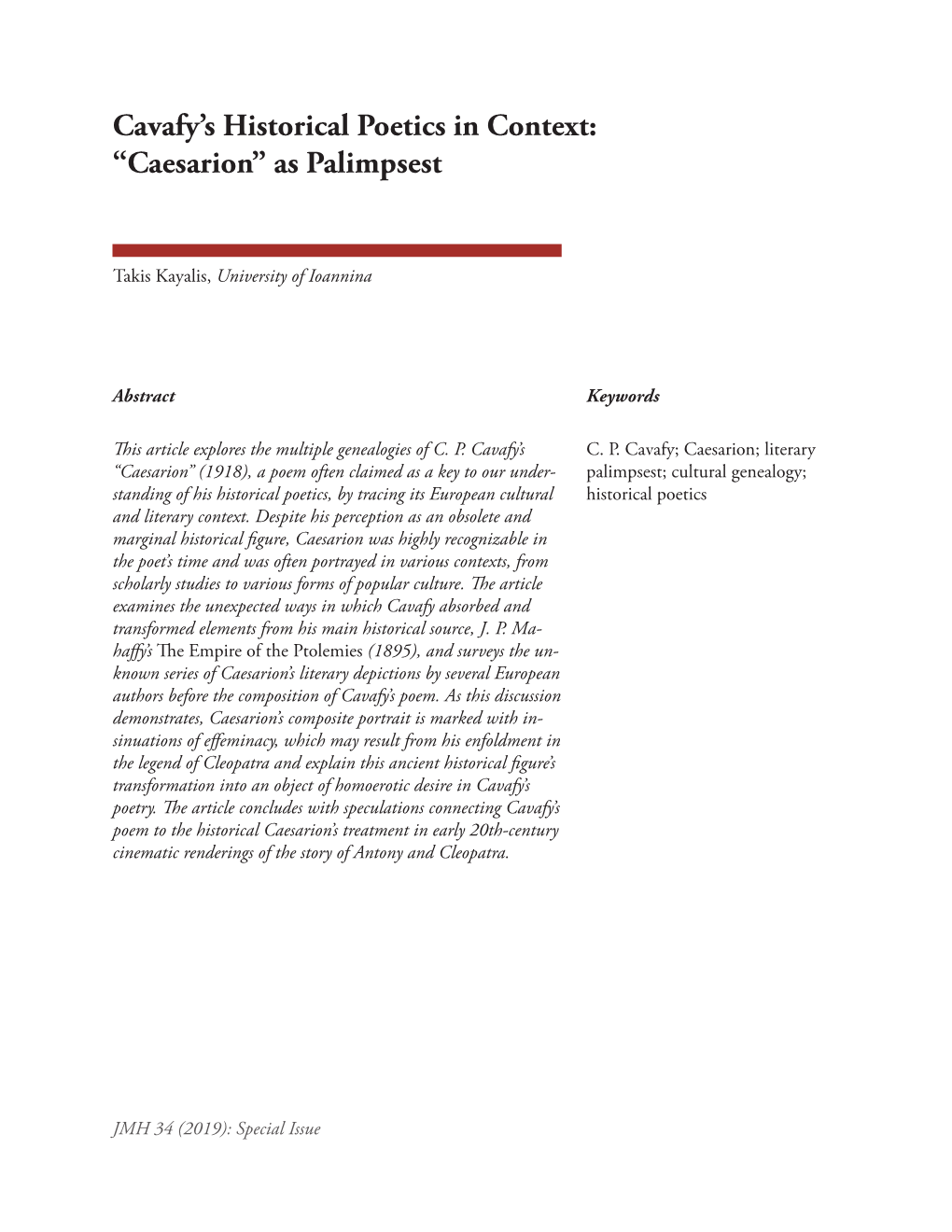 Caesarion” As Palimpsest