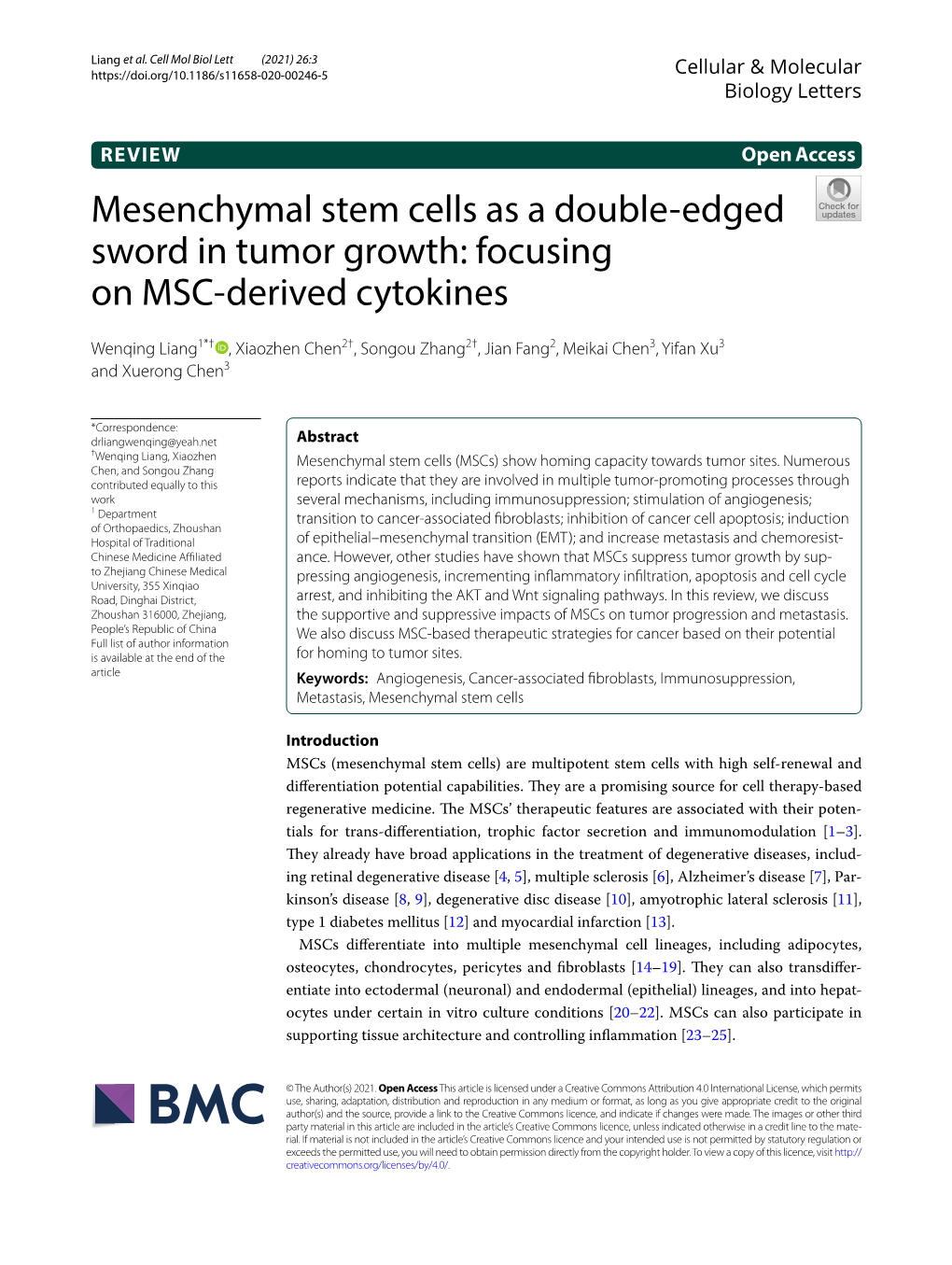 Mesenchymal Stem Cells As a Double-Edged Sword in Tumor Growth