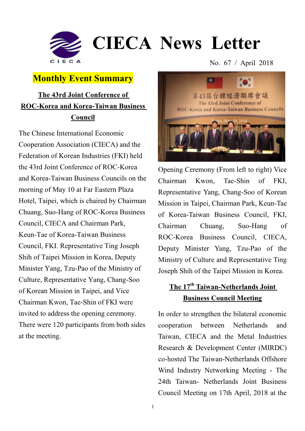 CIECA News Letter No