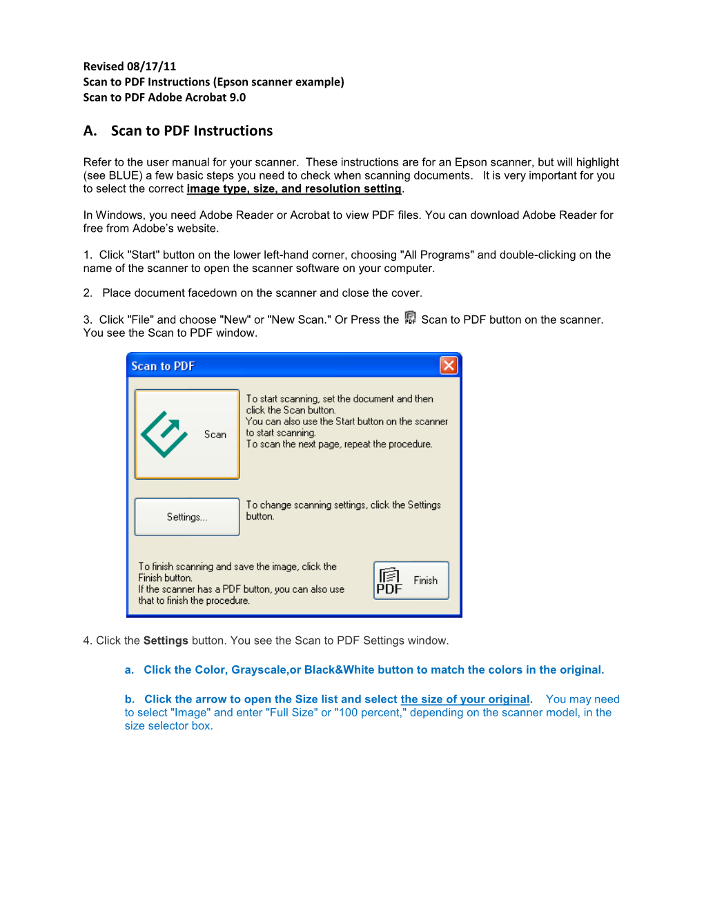 A. Scan to PDF Instructions
