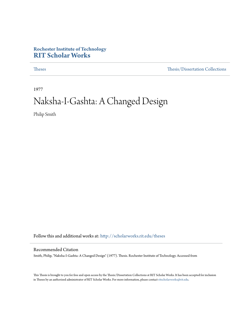 Naksha-I-Gashta: a Changed Design Philip Smith