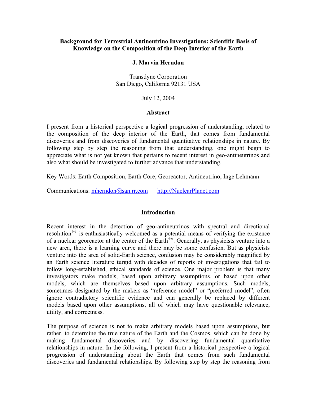 Background for Terrestrial Antineutrino Investigations: Scientific Basis of Knowledge on the Composition of the Deep Interior of the Earth