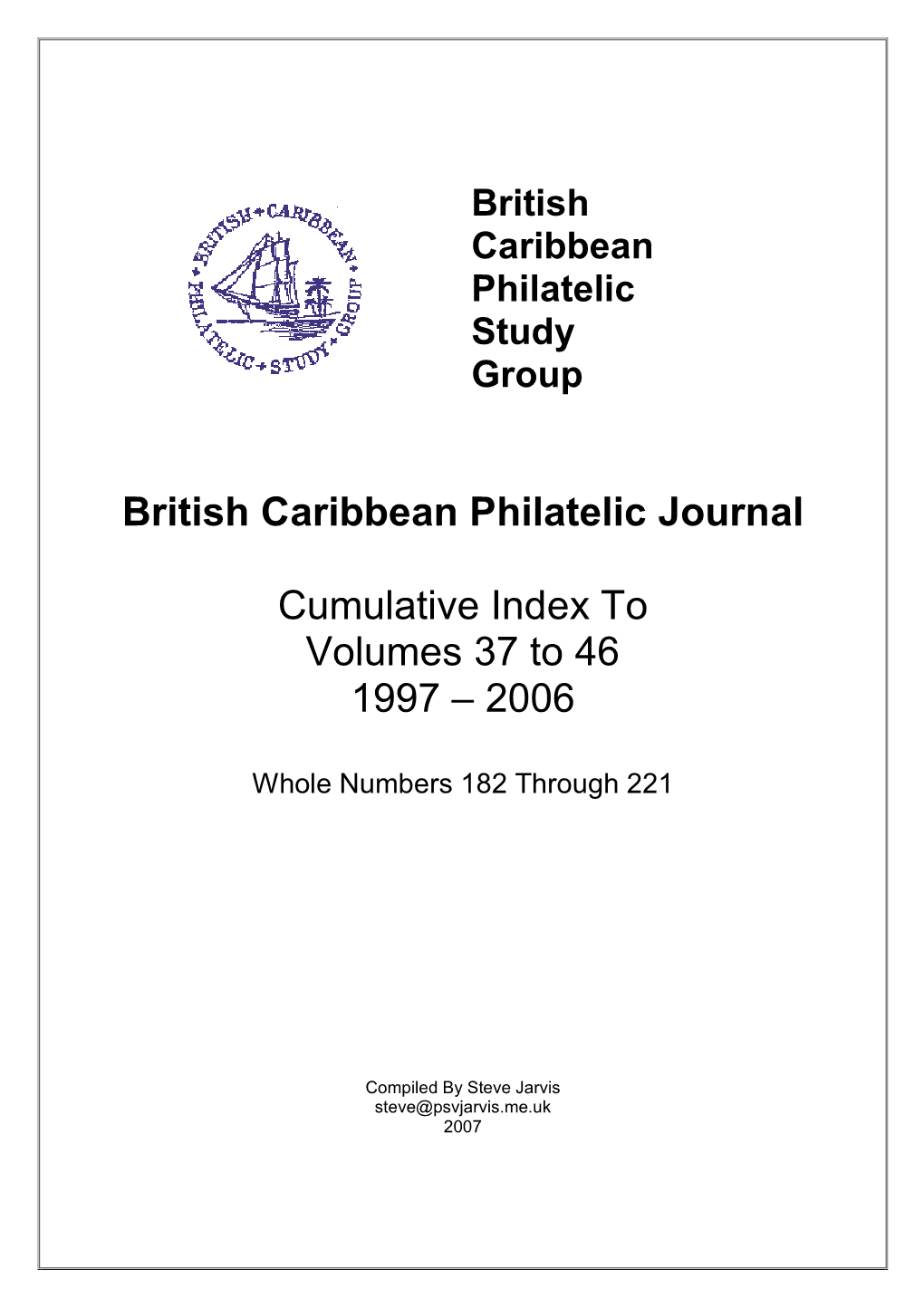 BCPSG Journal Index 1997-2006