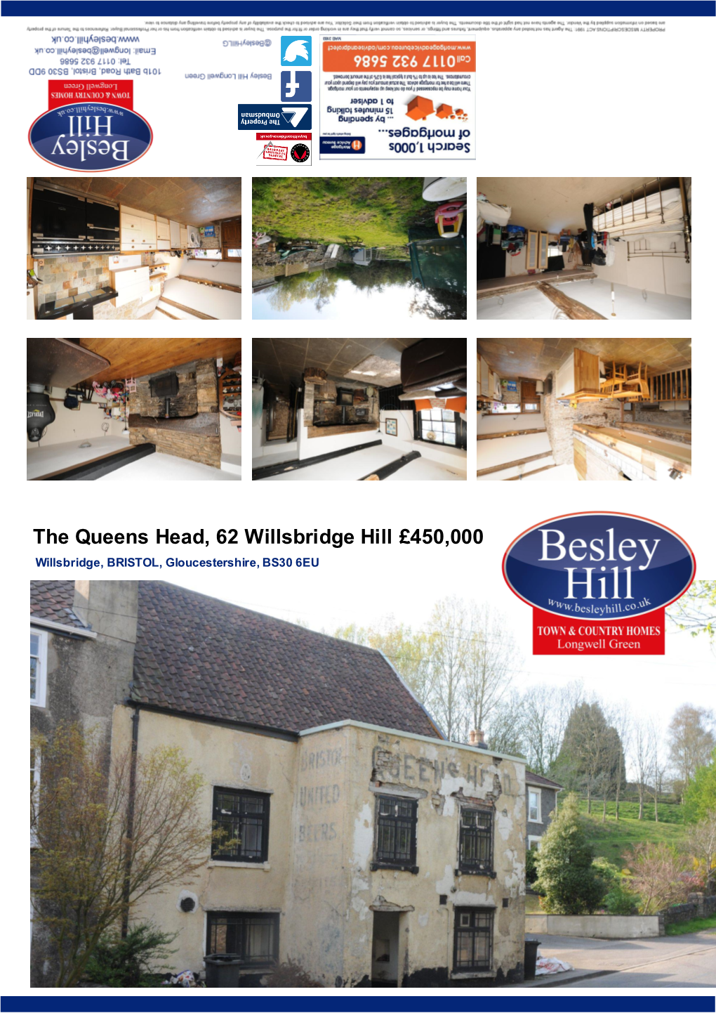 The Queens Head, 62 Willsbridge Hill £450,000 Willsbridge, BRISTOL, Gloucestershire, BS30 6EU