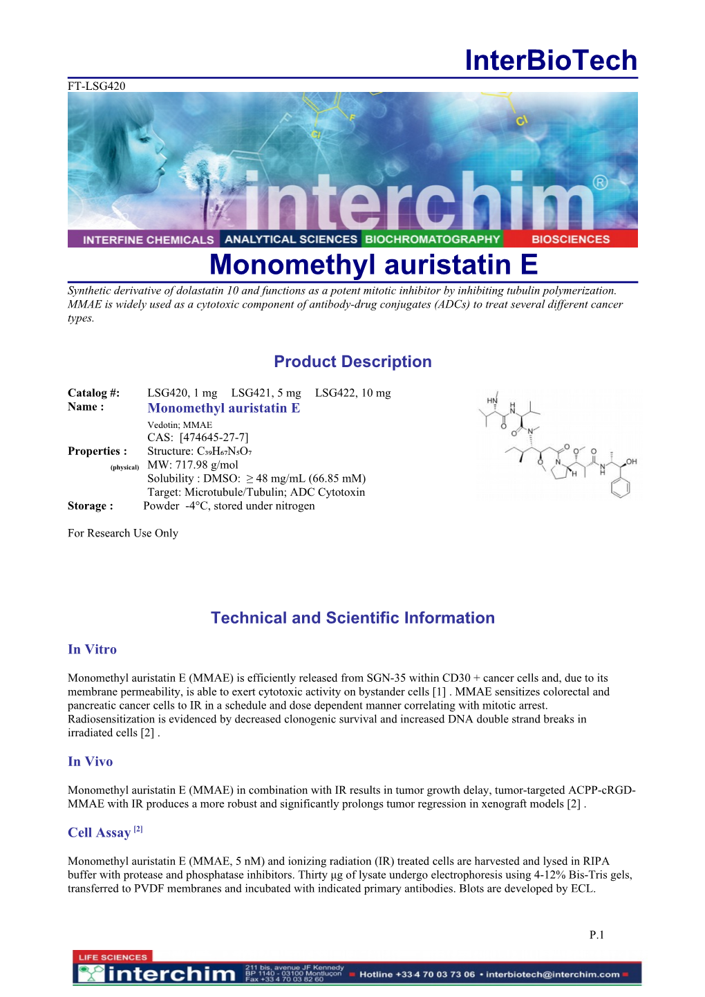 Interbiotech Monomethyl Auristatin E